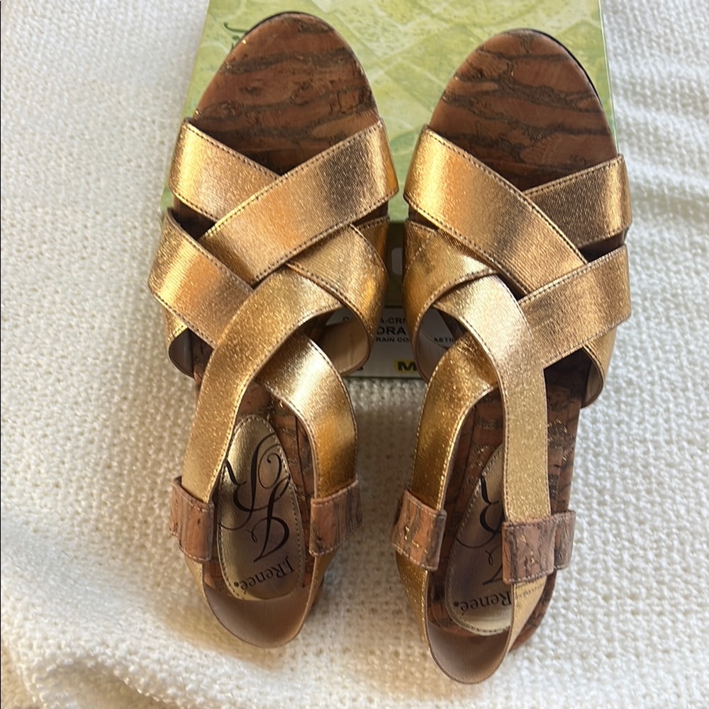 J Renee Candra Gold Crisscross Sandals